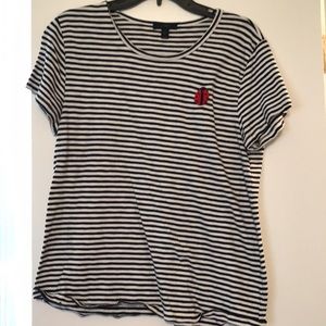 J Crew Striped T Shirt w Lady Bug